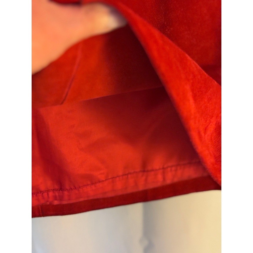 Nine West Red Genuine Suede Leather Midi Skirt A-Line Boho Size 6 - Picture 2 of 8